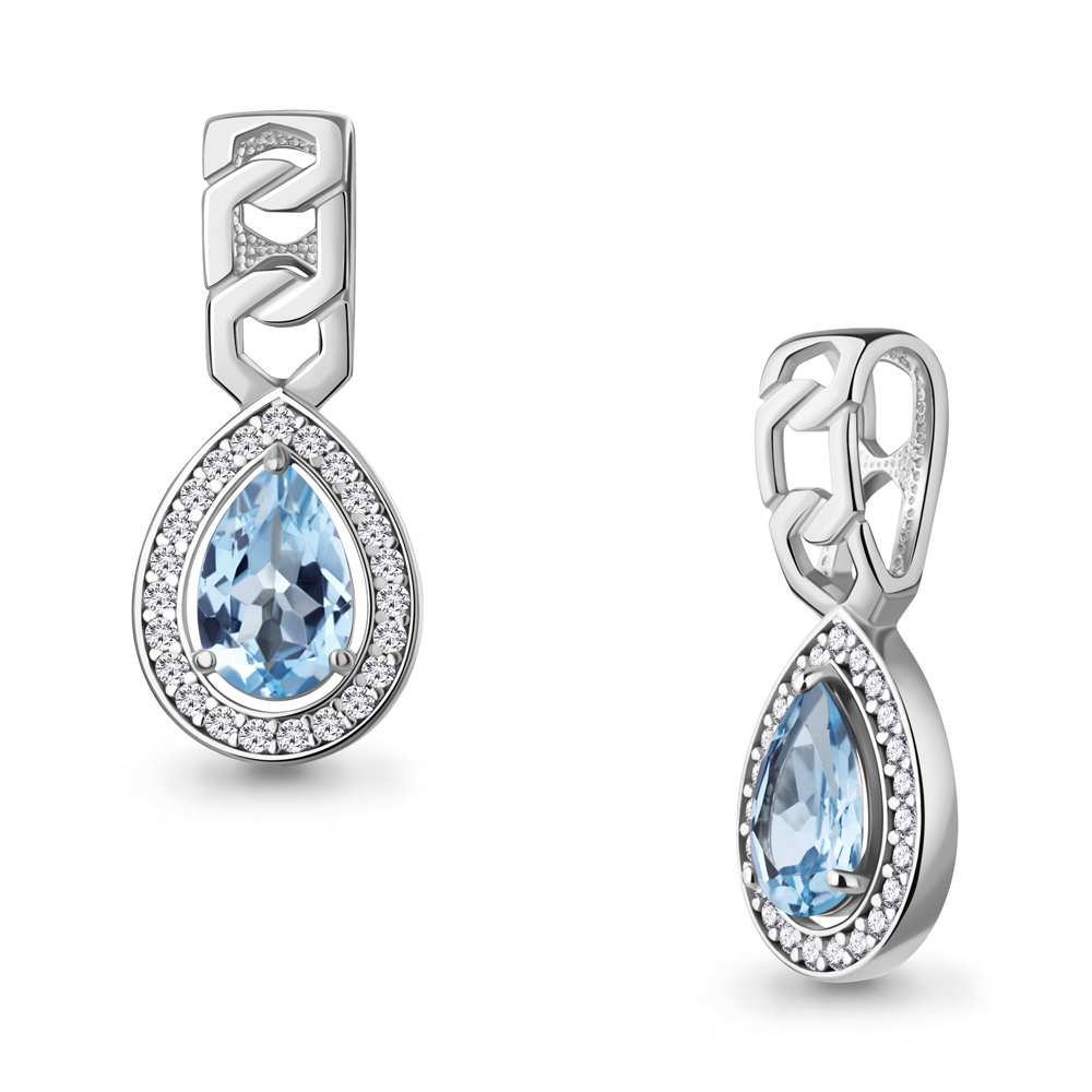 2543605А Подвеска из Серебра с топазом свисс блю, фианитами