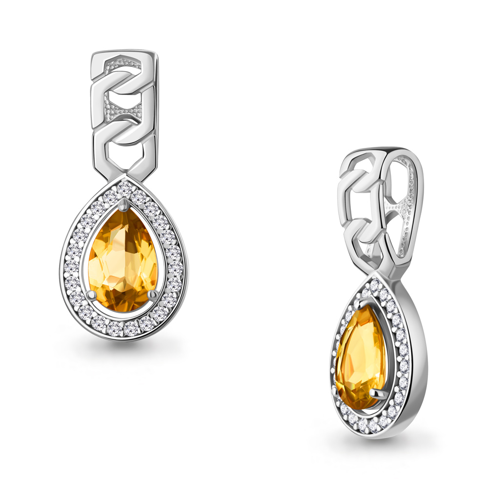 2543606А Подвеска из Серебра с фианитами, цитрином