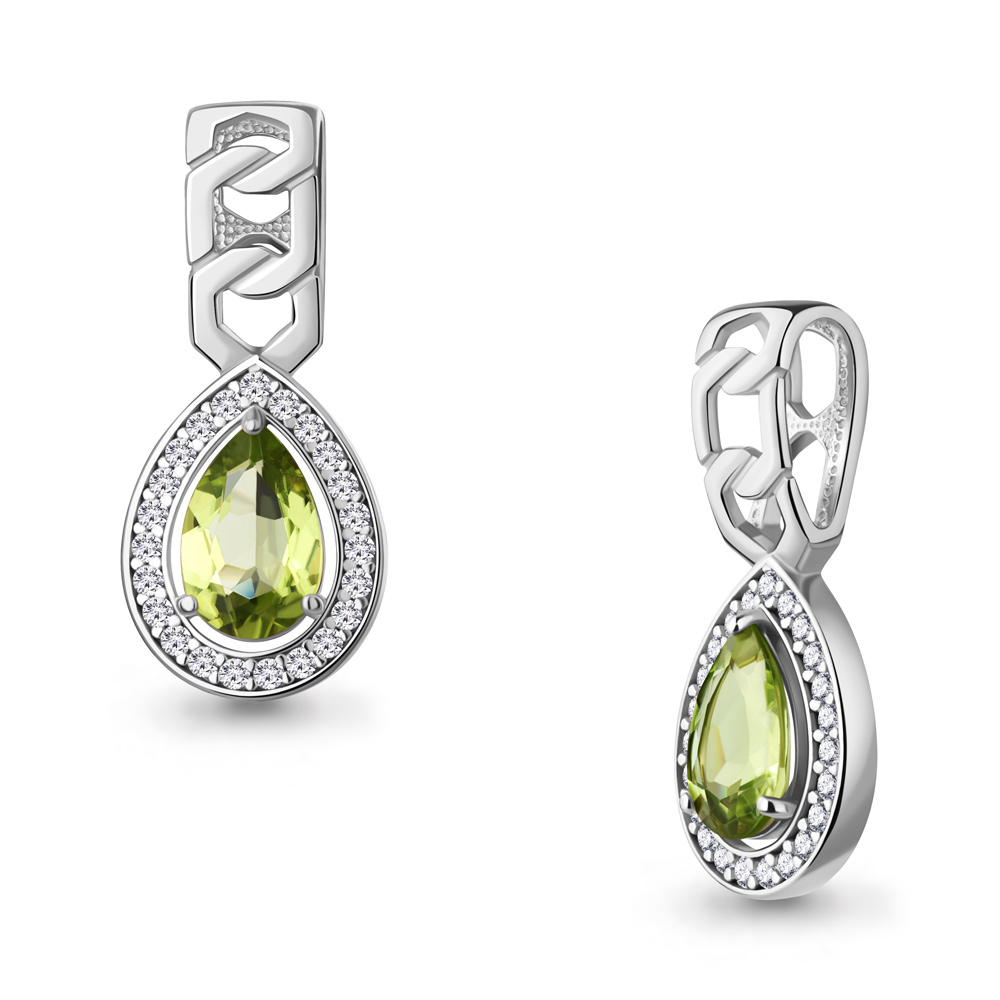 2543607А Подвеска из Серебра с фианитами, хризолитом