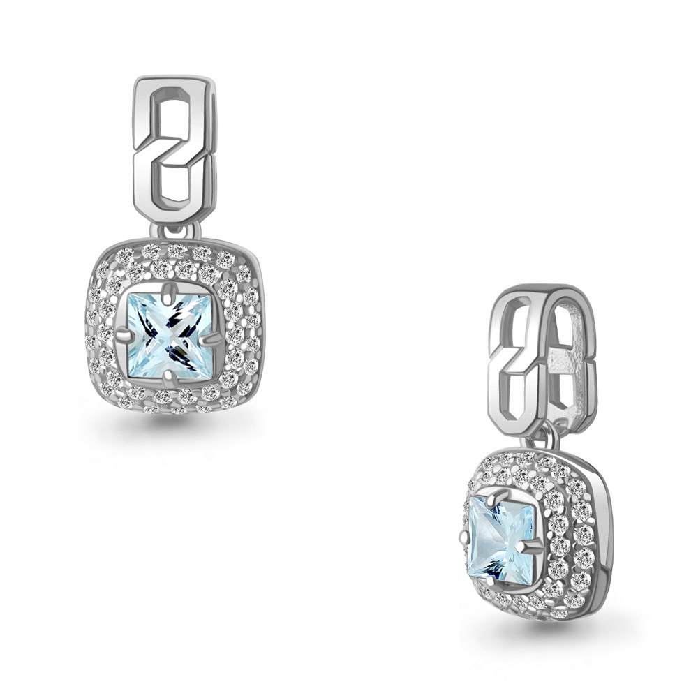 2543702А Подвеска из Серебра с топазом скай блю, фианитами