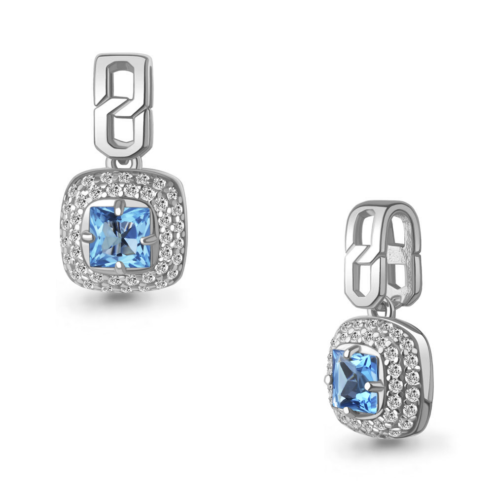 2543705А Подвеска из Серебра с топазом свисс блю, фианитами