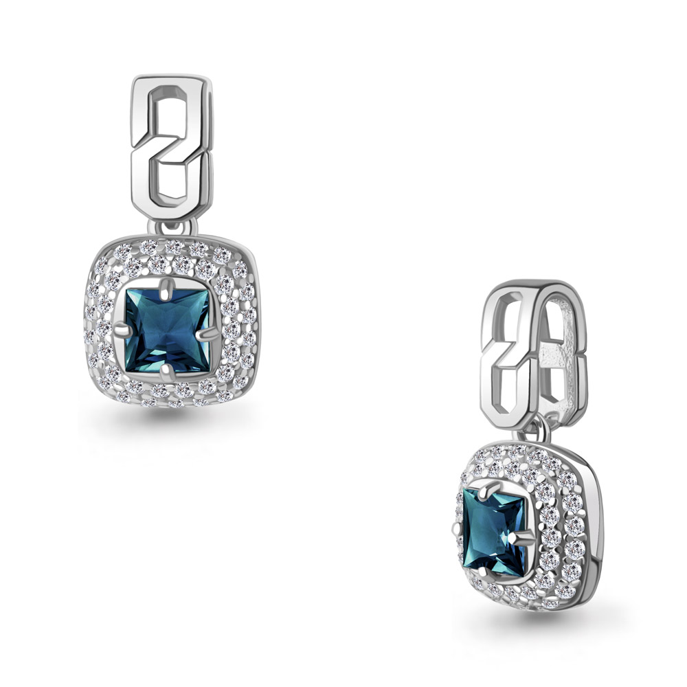 2543708А Подвеска из Серебра с топазом лондон блю, фианитами