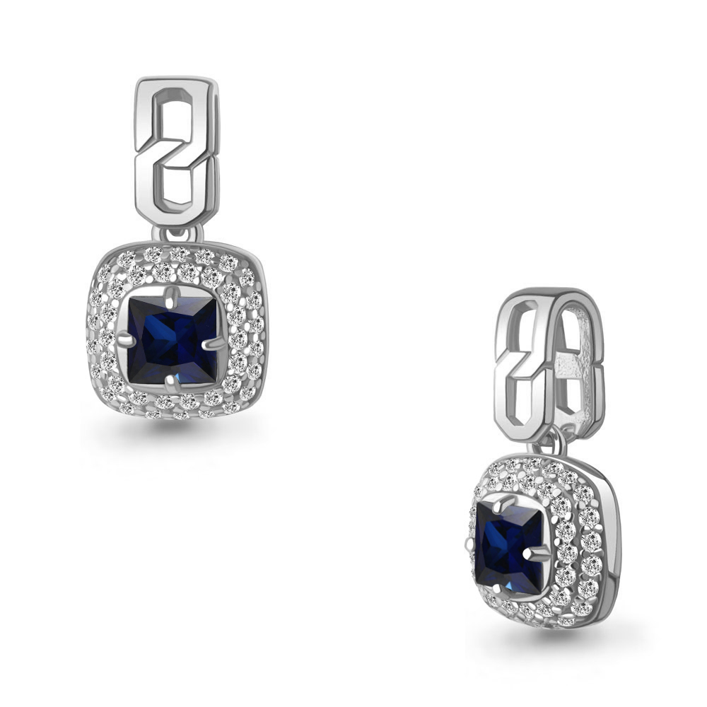 25437АБ Подвеска из Серебра с наносапфиром, фианитами