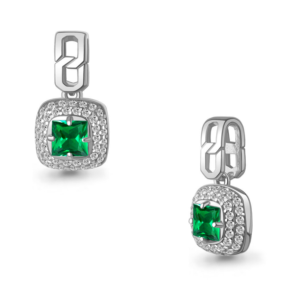 25437АГ Подвеска из Серебра с наноизумрудом, фианитами
