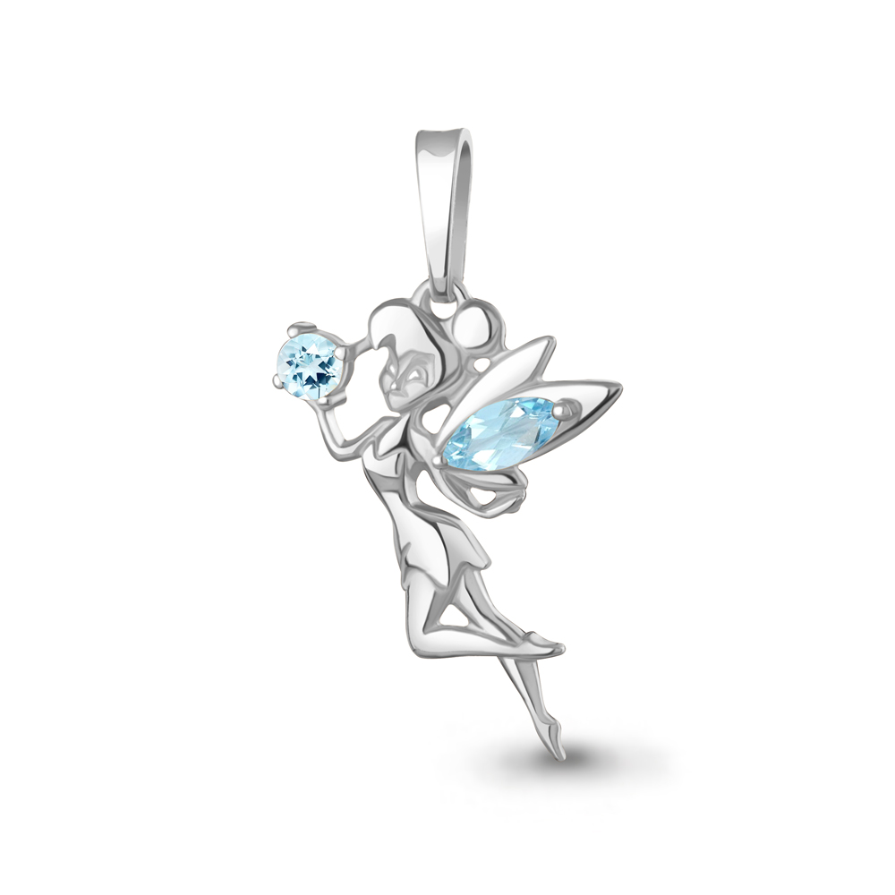 2543902 Подвеска из Серебра с топазами скай блю