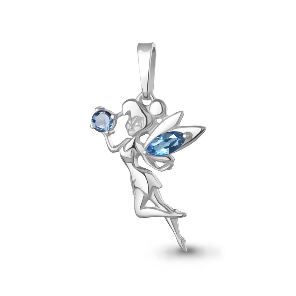 2543905 Подвеска из Серебра с топазами свисс блю