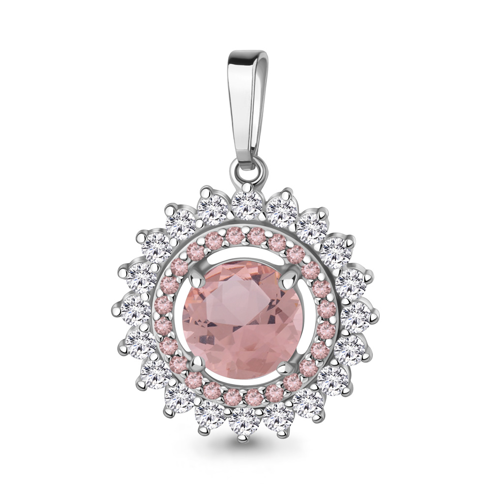 2544490АВ Подвеска из Серебра с наноморганитом, нанотурмалинами, фианитами