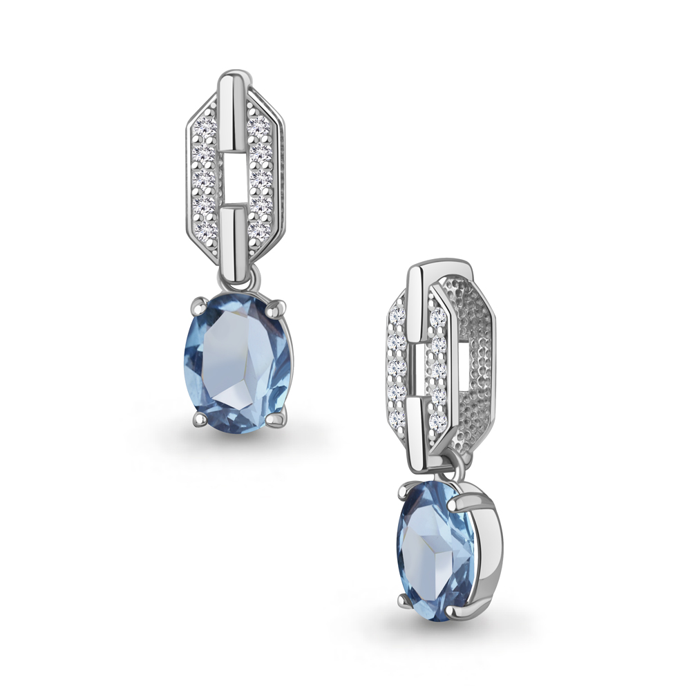 2544605А Подвеска из Серебра с топазом свисс блю, фианитами