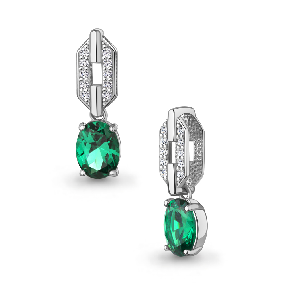 25446АГ Подвеска из Серебра с наноизумрудом, фианитами