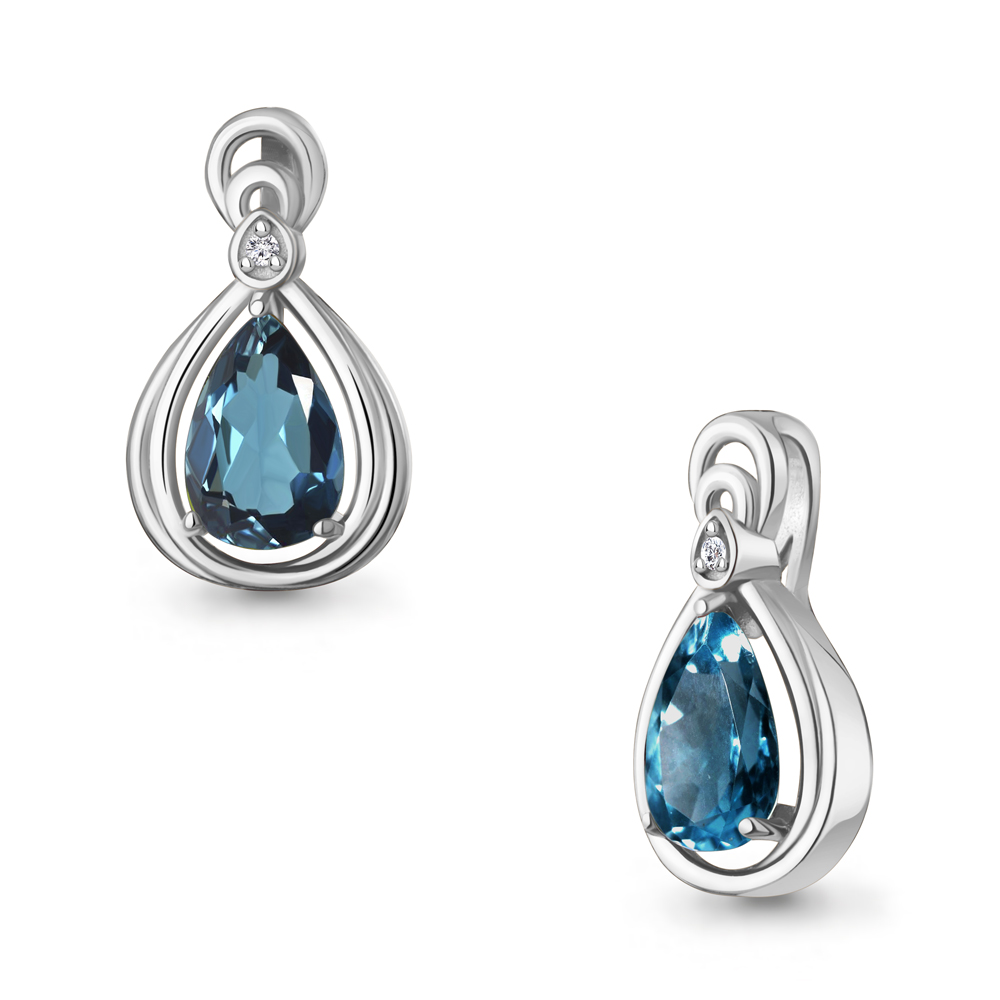 2544808А Подвеска из Серебра с топазом лондон блю, фианитом