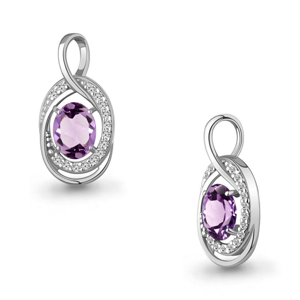 2544904А Подвеска из Серебра с аметистом, фианитами