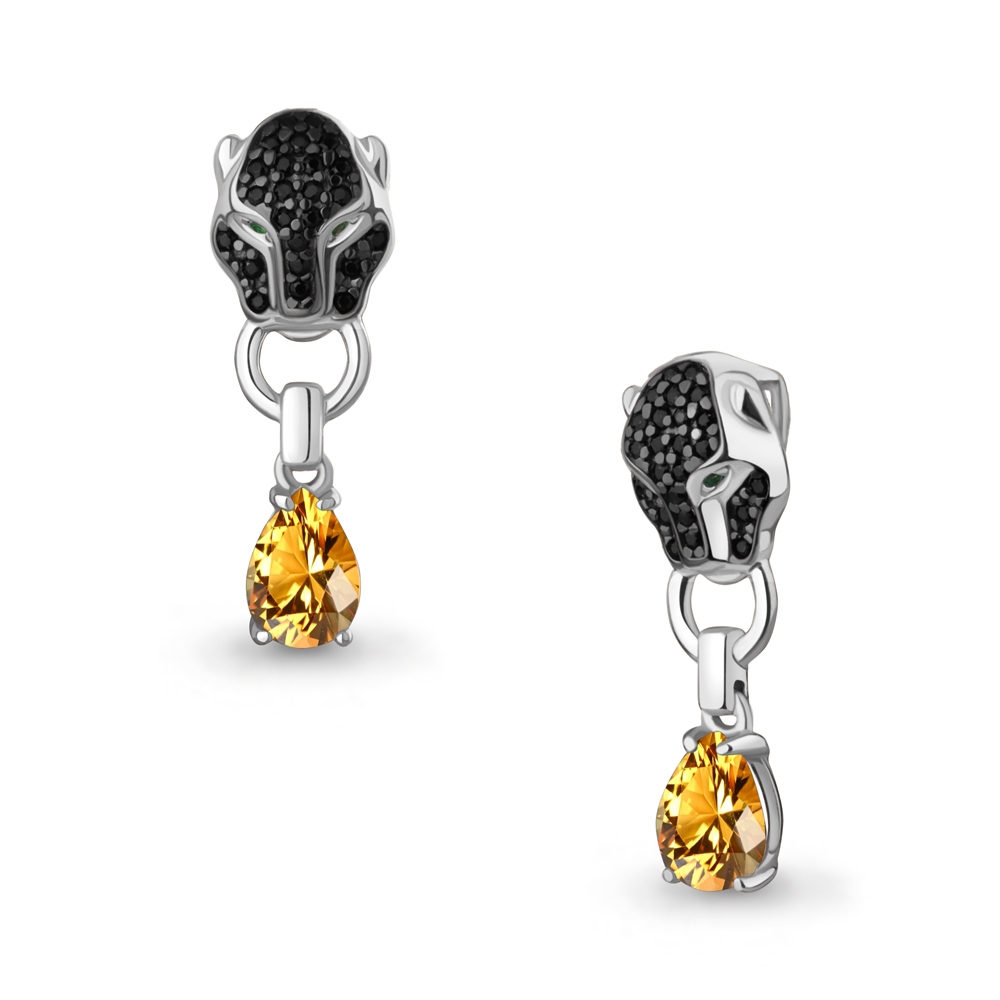 2546106ГЧ Подвеска из Серебра с наноизумрудами, нанокристаллами, цитрином