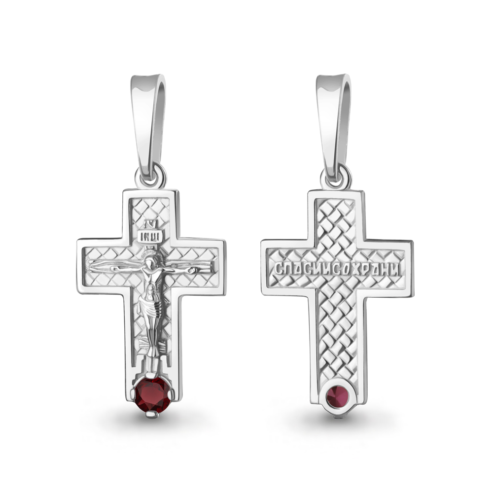 2546303 Крест из Серебра с гранатом