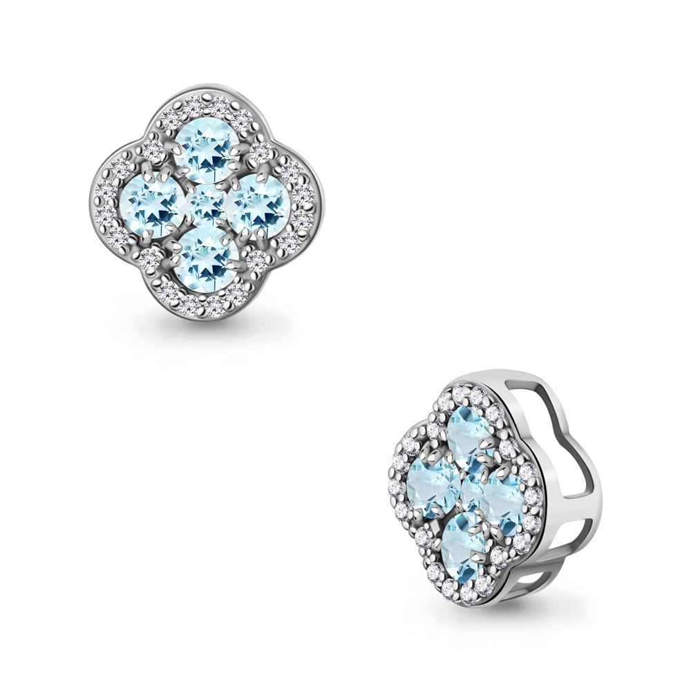 2546402А Подвеска из Серебра с топазами скай блю, фианитами