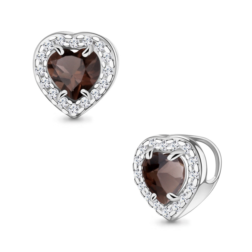 2546901А Подвеска из Серебра с кварцем дымчатым, фианитами