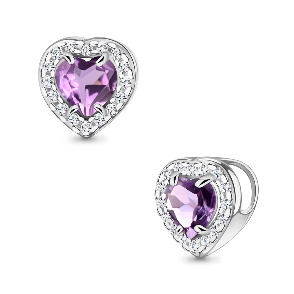 2546904А Подвеска из Серебра с аметистом, фианитами