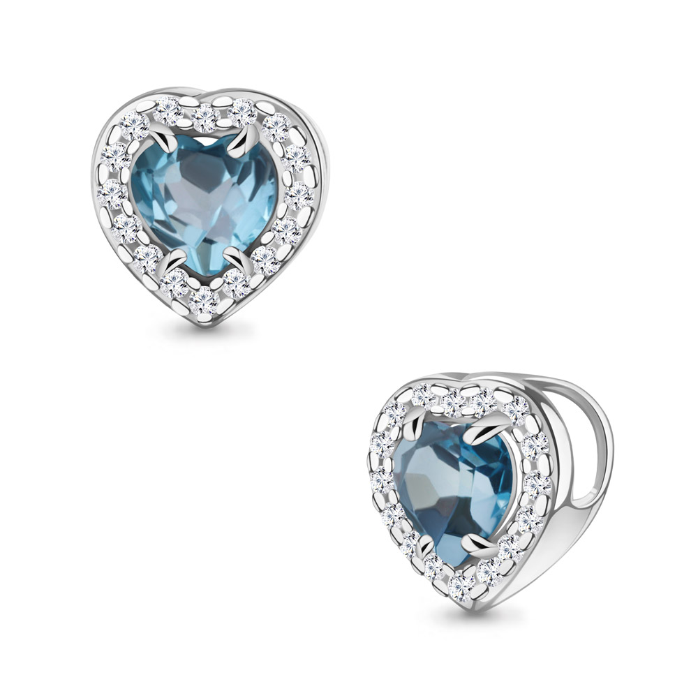 2546905А Подвеска из Серебра с топазом свисс блю, фианитами