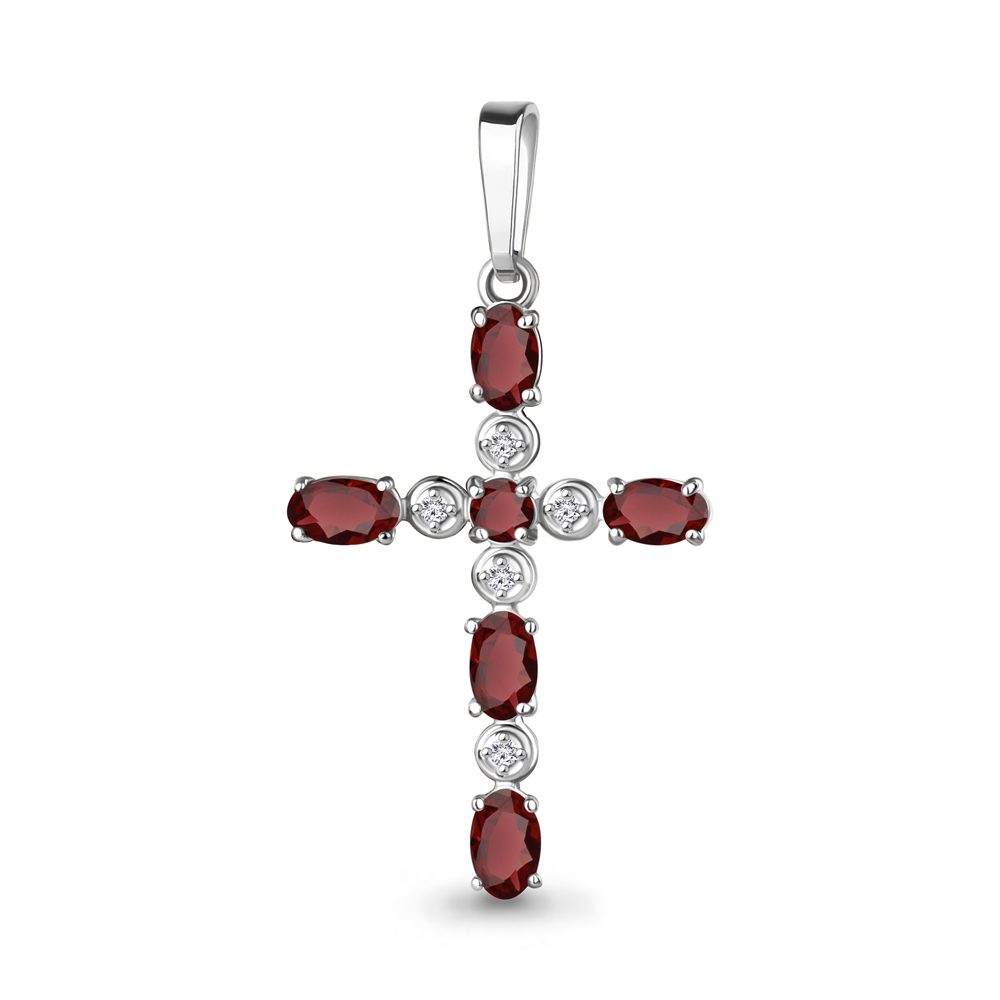 2547003А Подвеска из Серебра с гранатами, фианитами