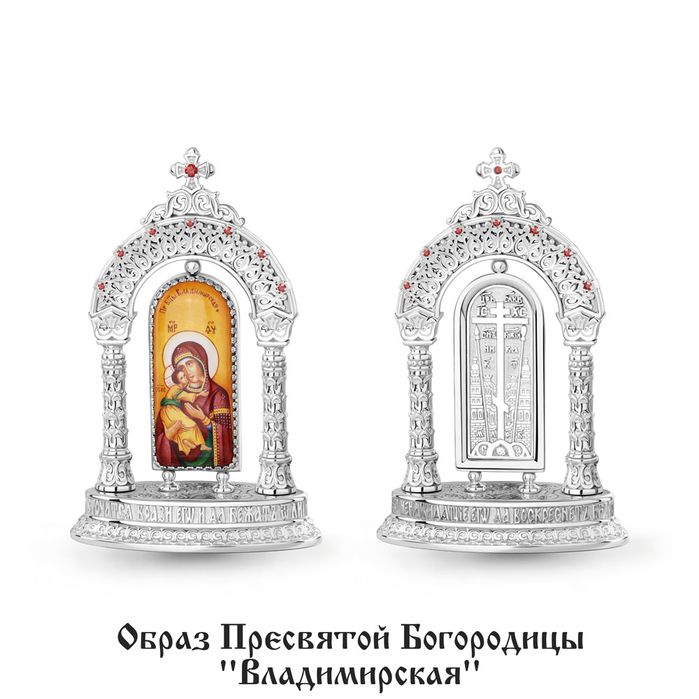 28028 Икона из Серебра с образом владимирская, фианитами