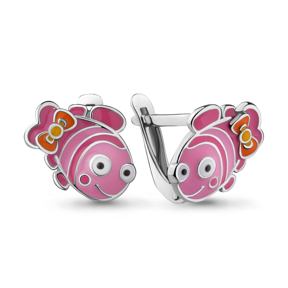 31654 Серьги из Серебра с эмалью из коллекции "Happy"