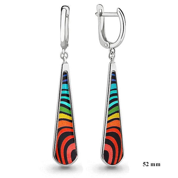 33356 Серьги из серебра с эмалью из коллекции "Color boom"