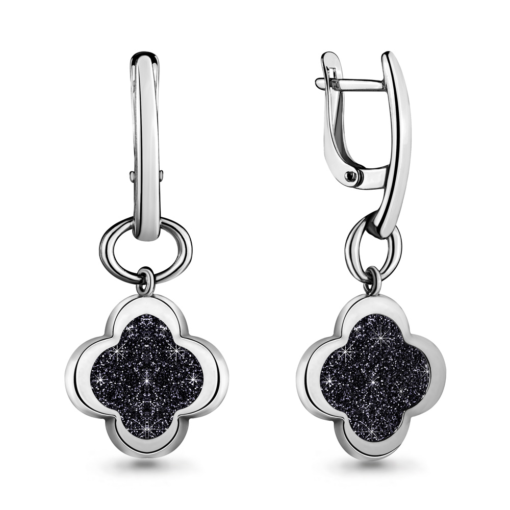 33602 Серьги из Серебра с винилами алмазная крошка из коллекции "Moon"