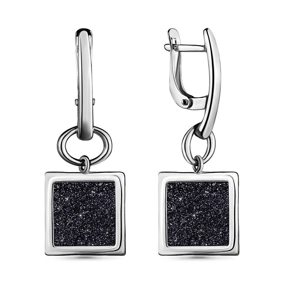 33603 Серьги из Серебра с винилами алмазная крошка из коллекции "Moon"