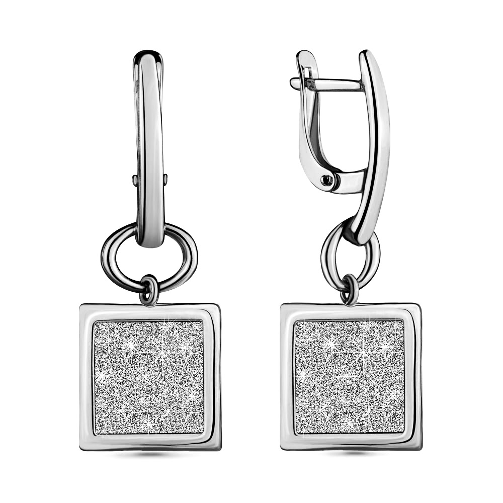 33619 Серьги из Серебра с винилами алмазная крошка из коллекции "Moon"