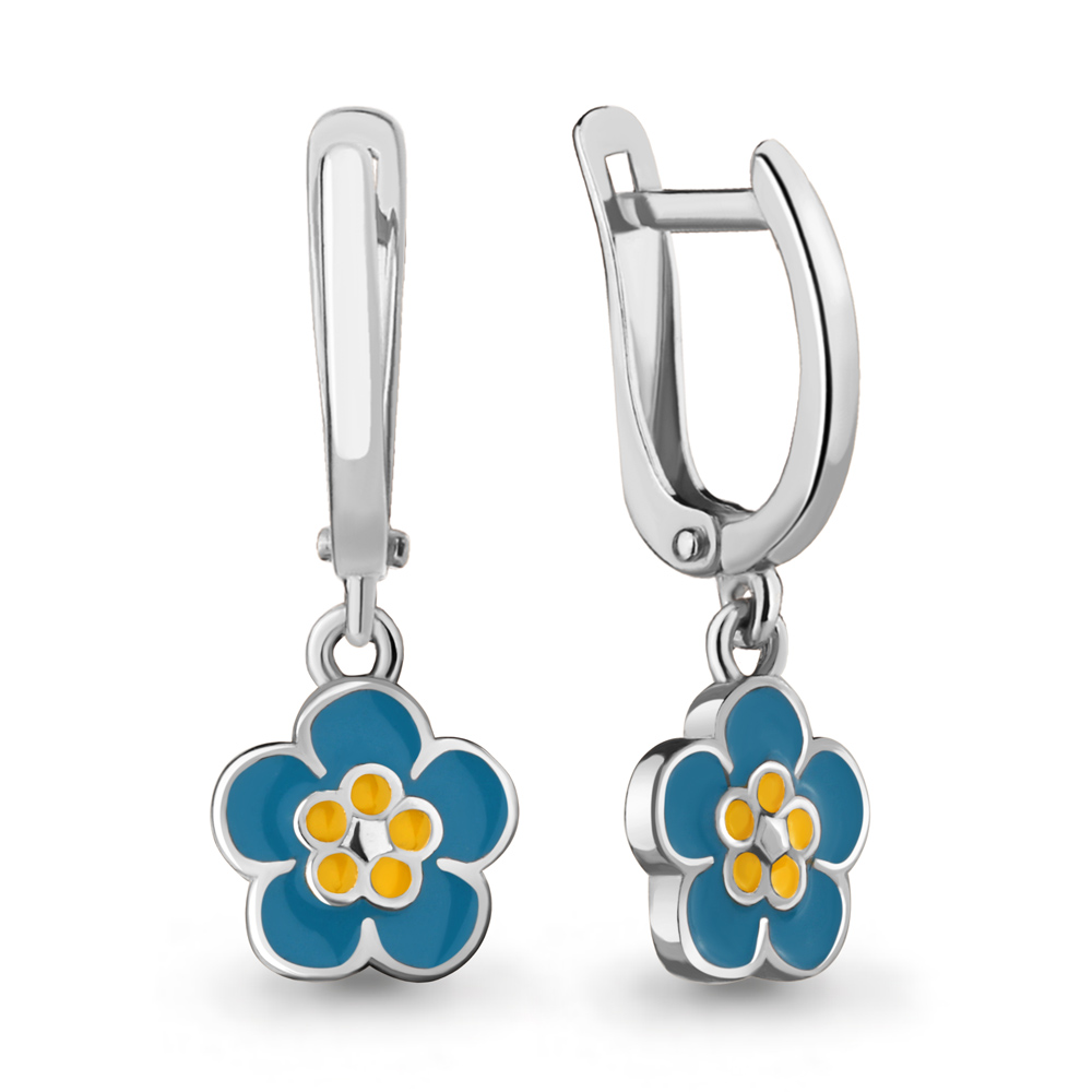 33854 Серьги из Серебра с эмалью из коллекции "Happy"