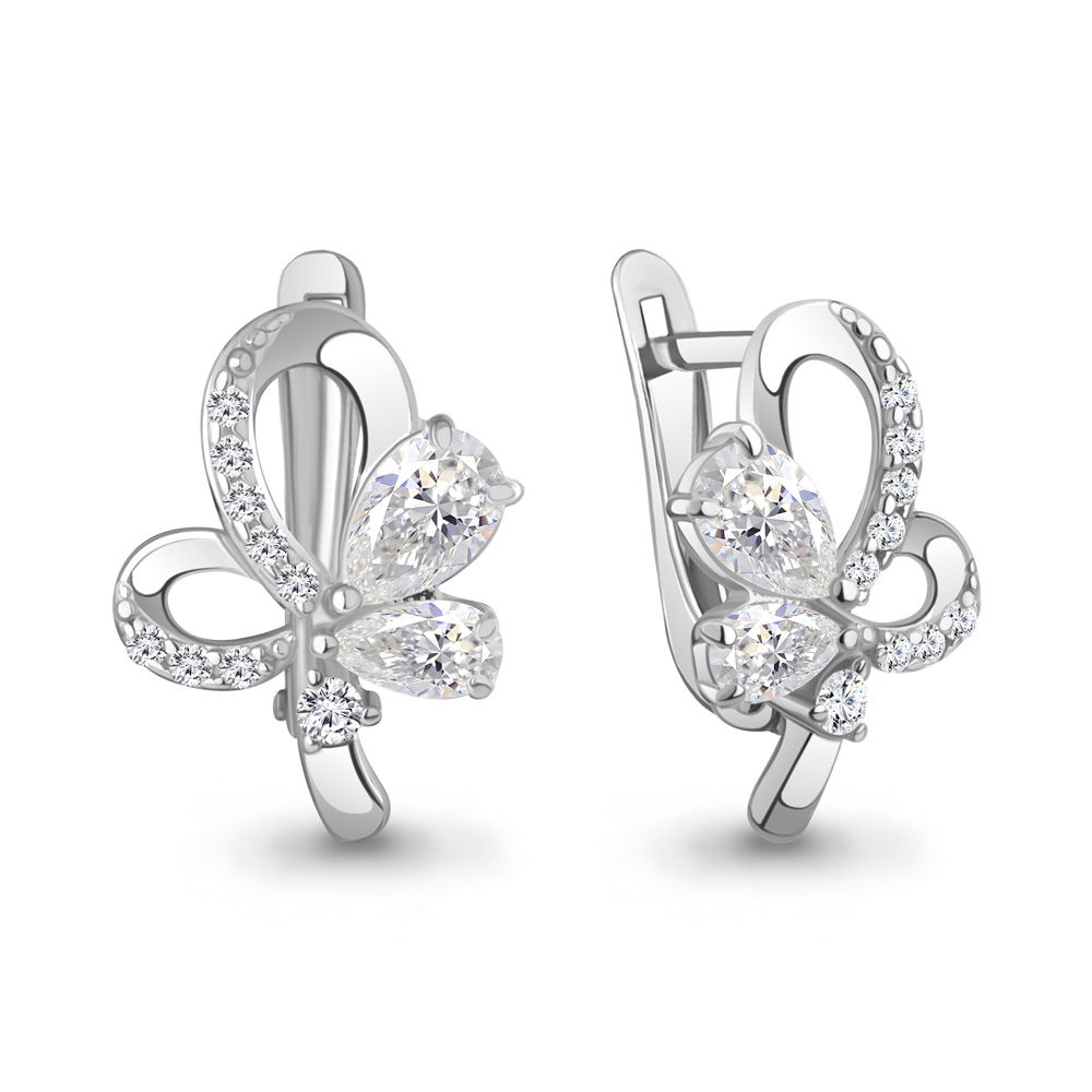 400235А Серьги из Серебра с фианитами