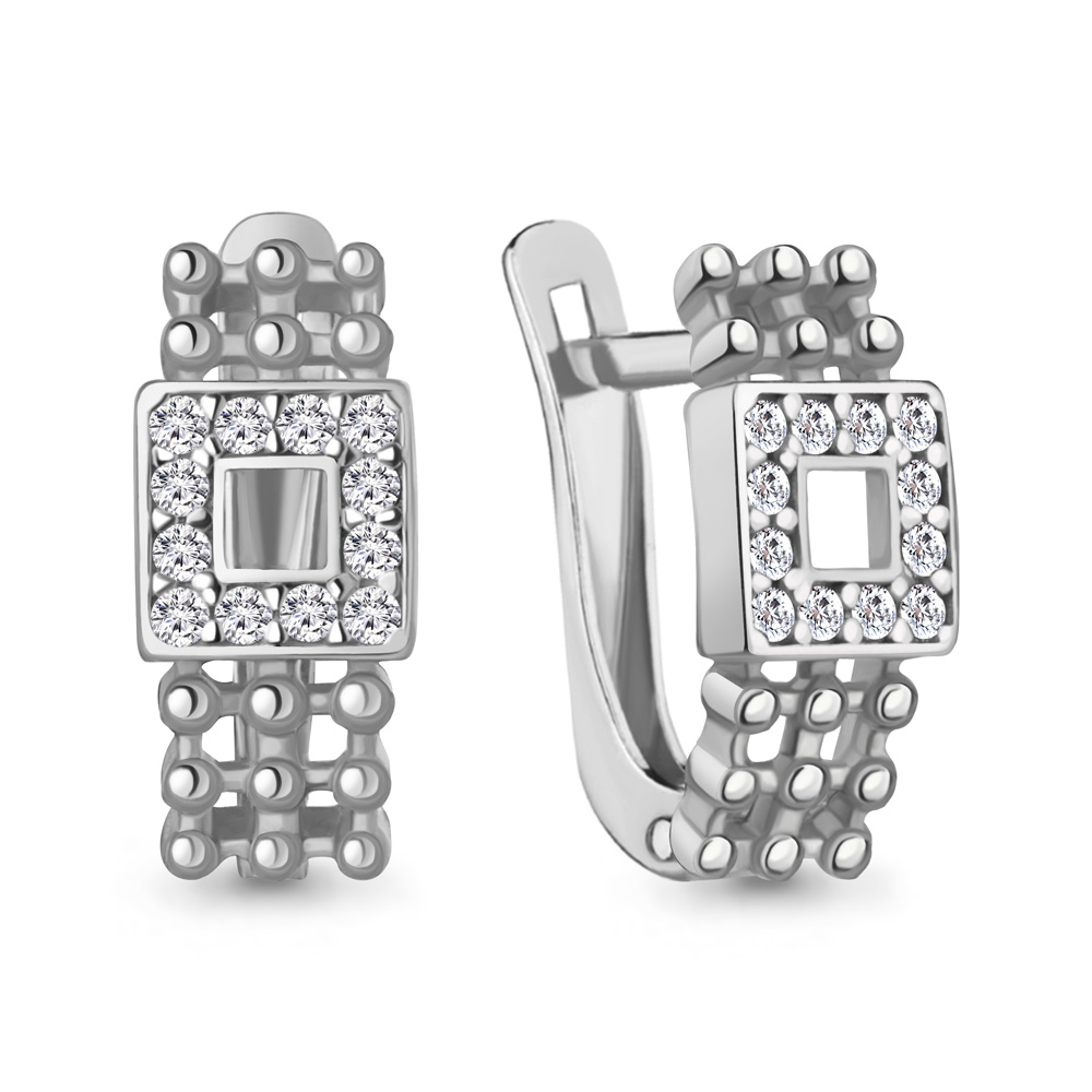 400273А Серьги из Серебра с фианитами