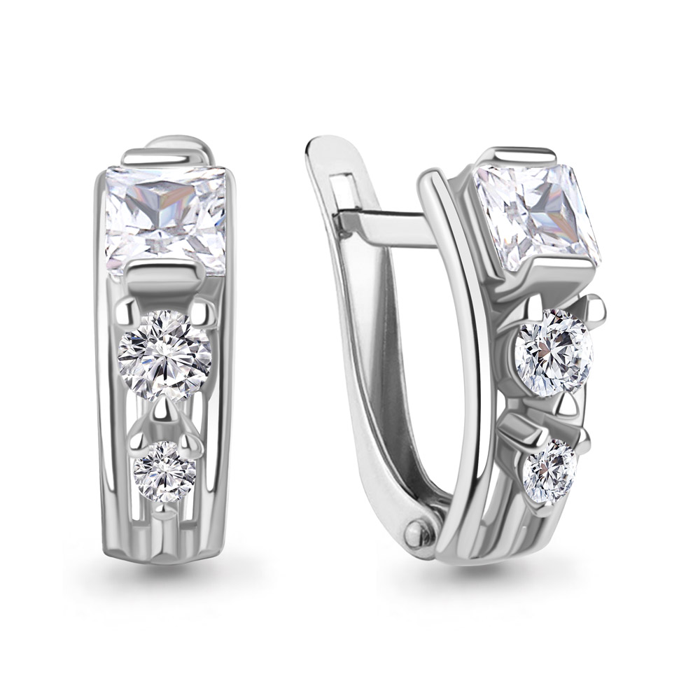 400321А Серьги из Серебра с фианитами