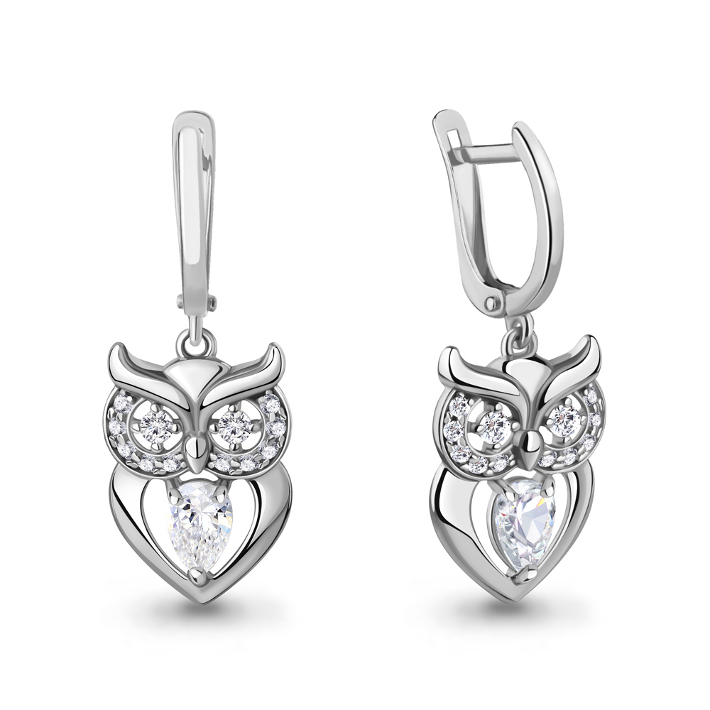 400357А Серьги из Серебра с фианитами