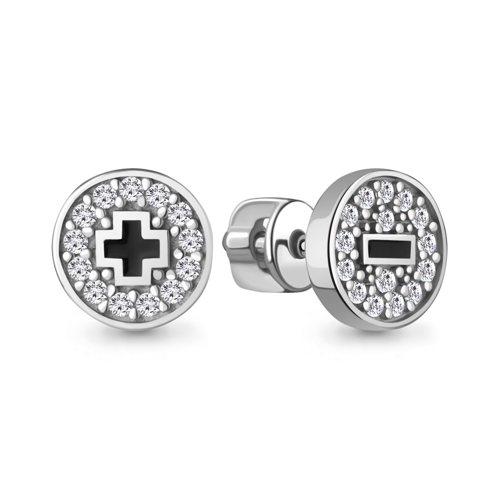 400363А Серьги из Серебра с фианитами, эмалью