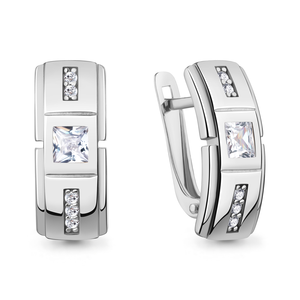 400381А Серьги из Серебра с фианитами