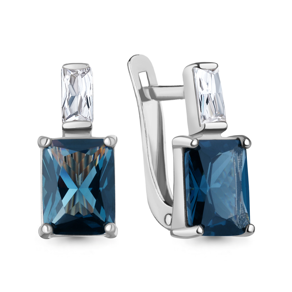 40038393 Серьги из Серебра с нанотопазами лондон, фианитами