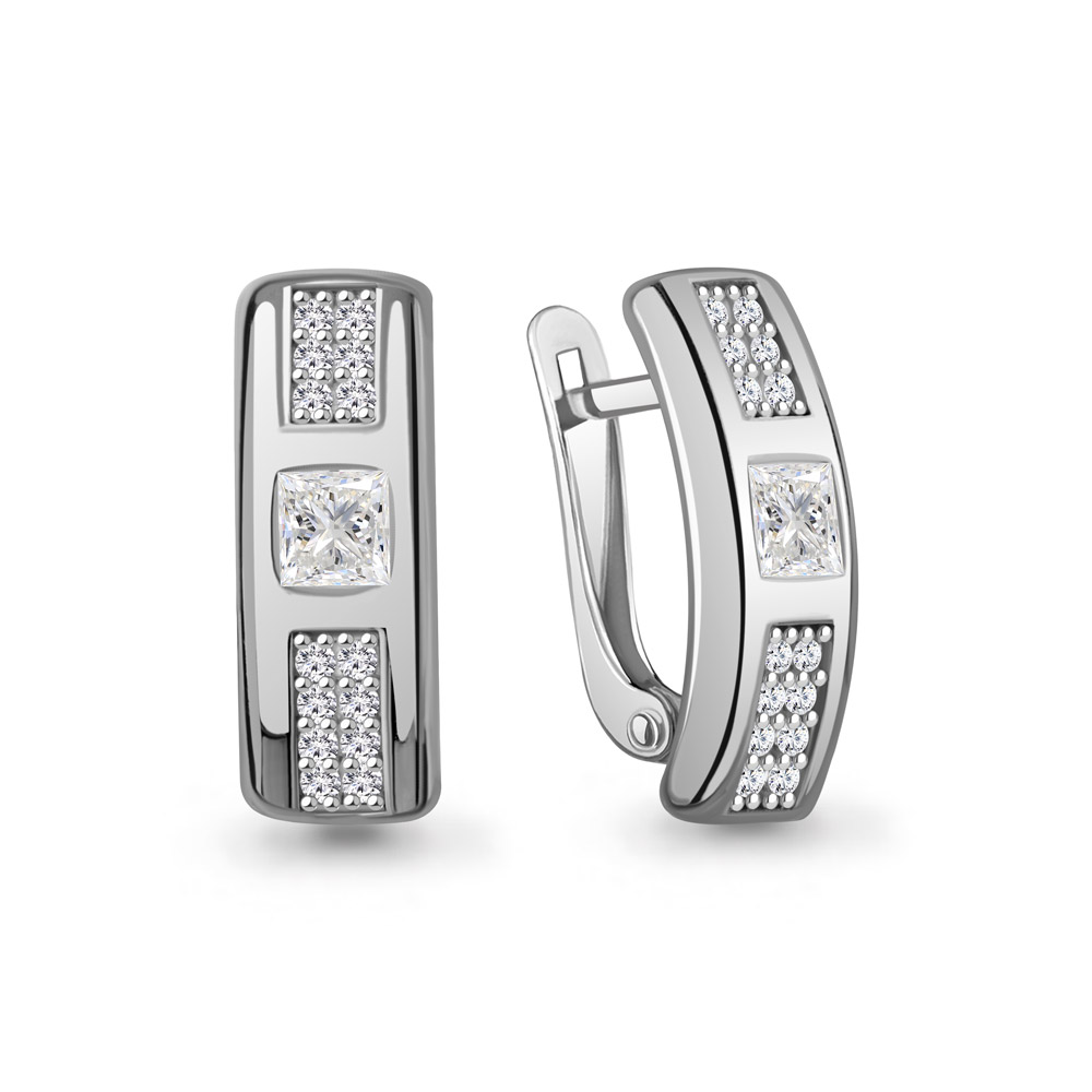 400393А Серьги из Серебра с фианитами