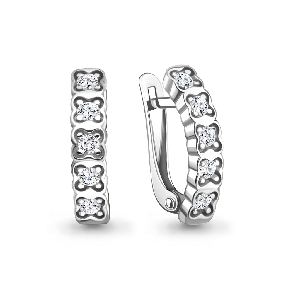 400401А Серьги из Серебра с фианитами