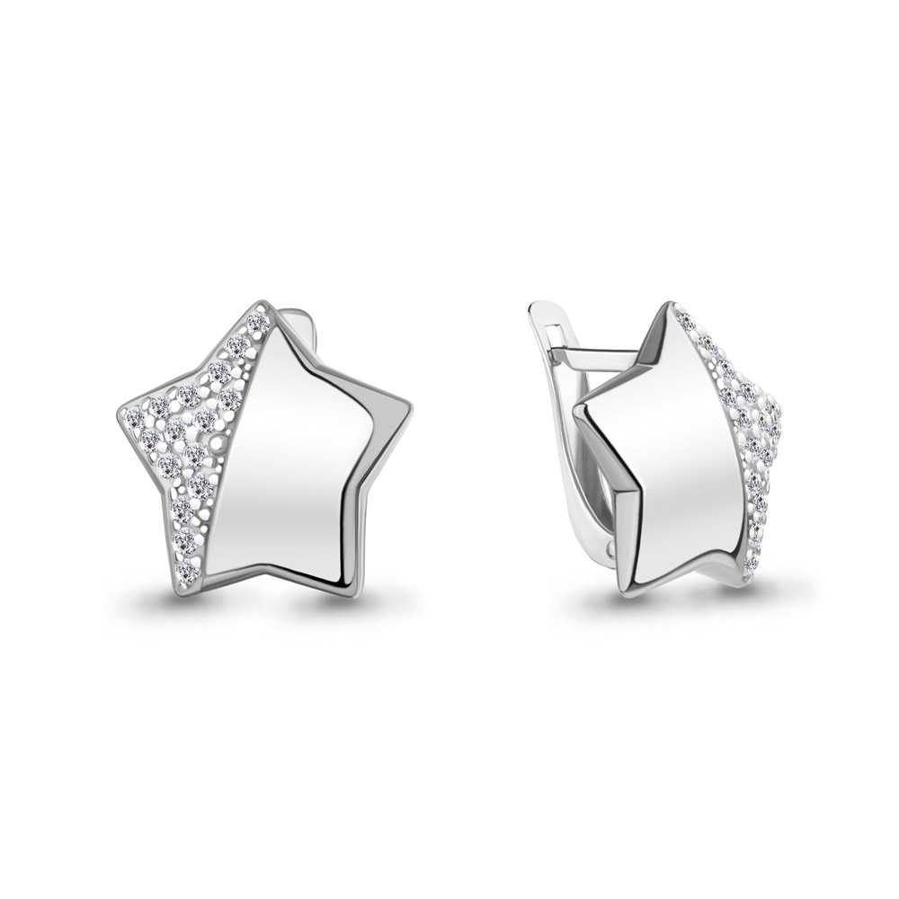 400410А Серьги из Серебра с фианитами