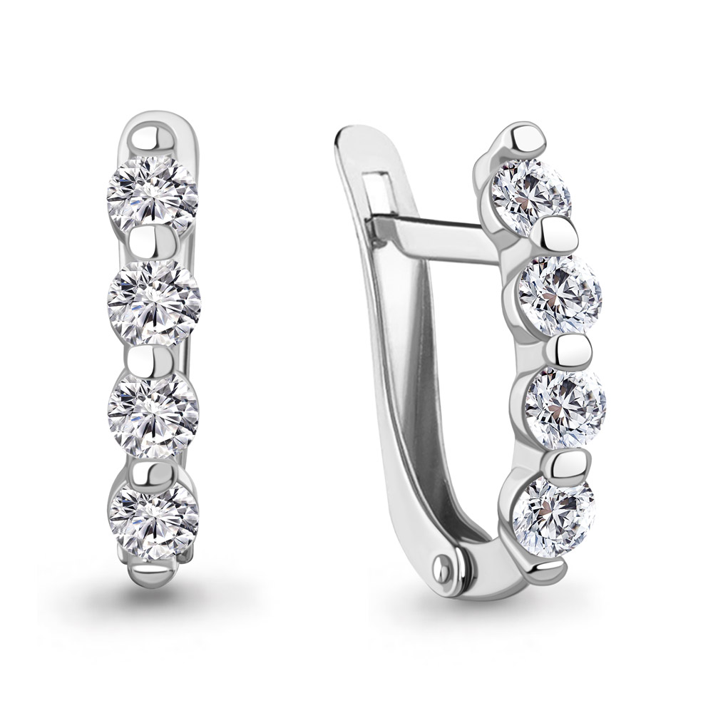 400445А Серьги из Серебра с фианитами