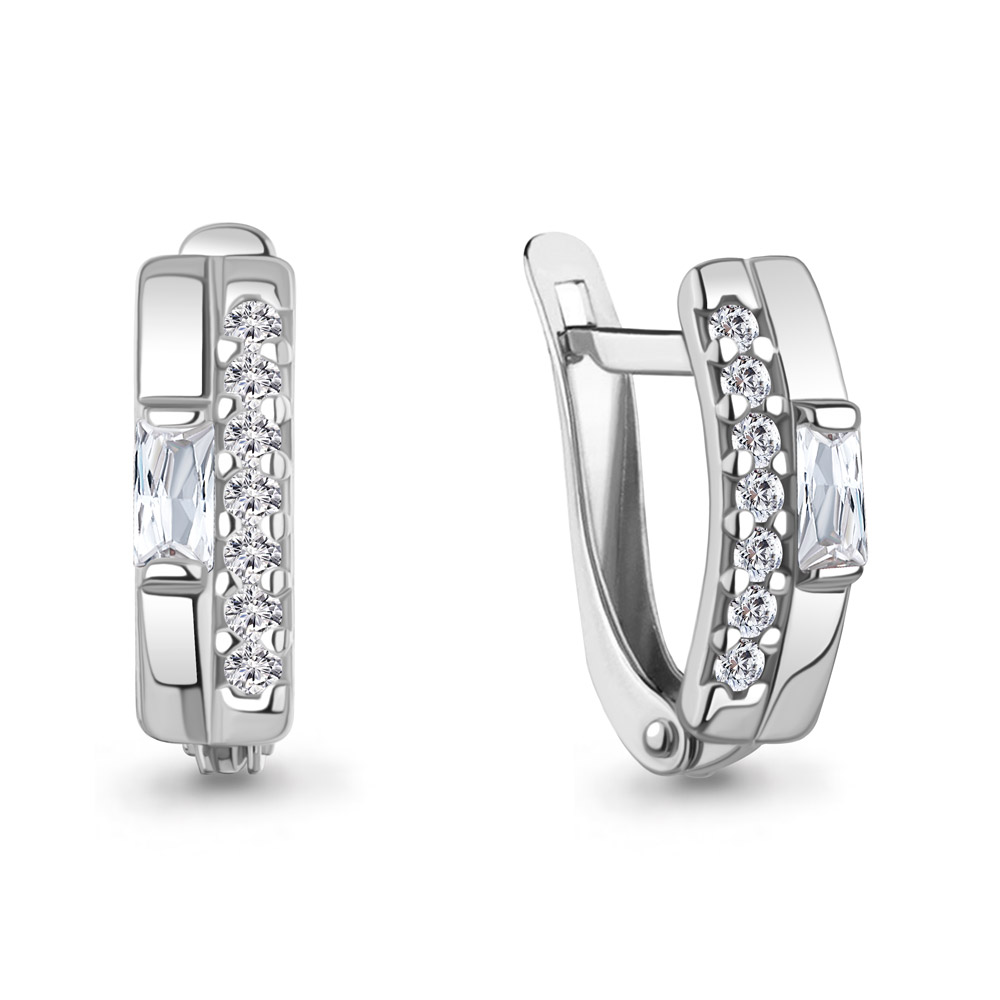 400447А Серьги из Серебра с фианитами