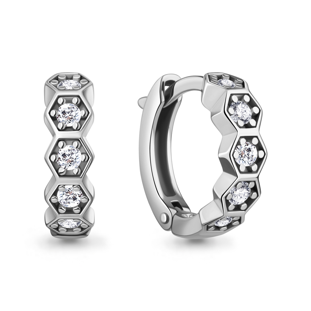 400450А Серьги из Серебра с фианитами