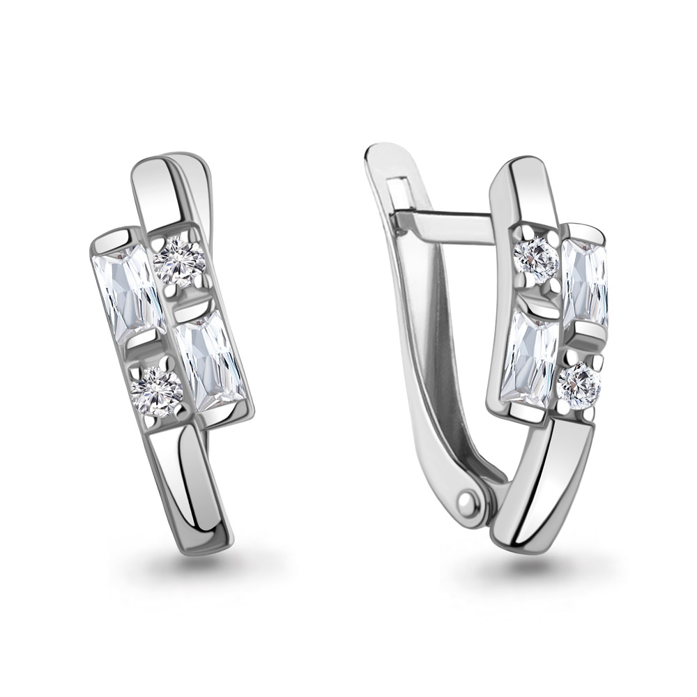 400460А Серьги из Серебра с фианитами