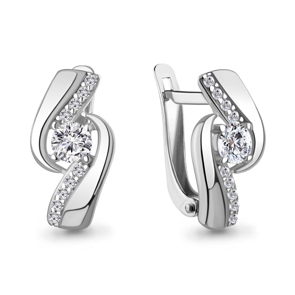 400472А Серьги из Серебра с фианитами