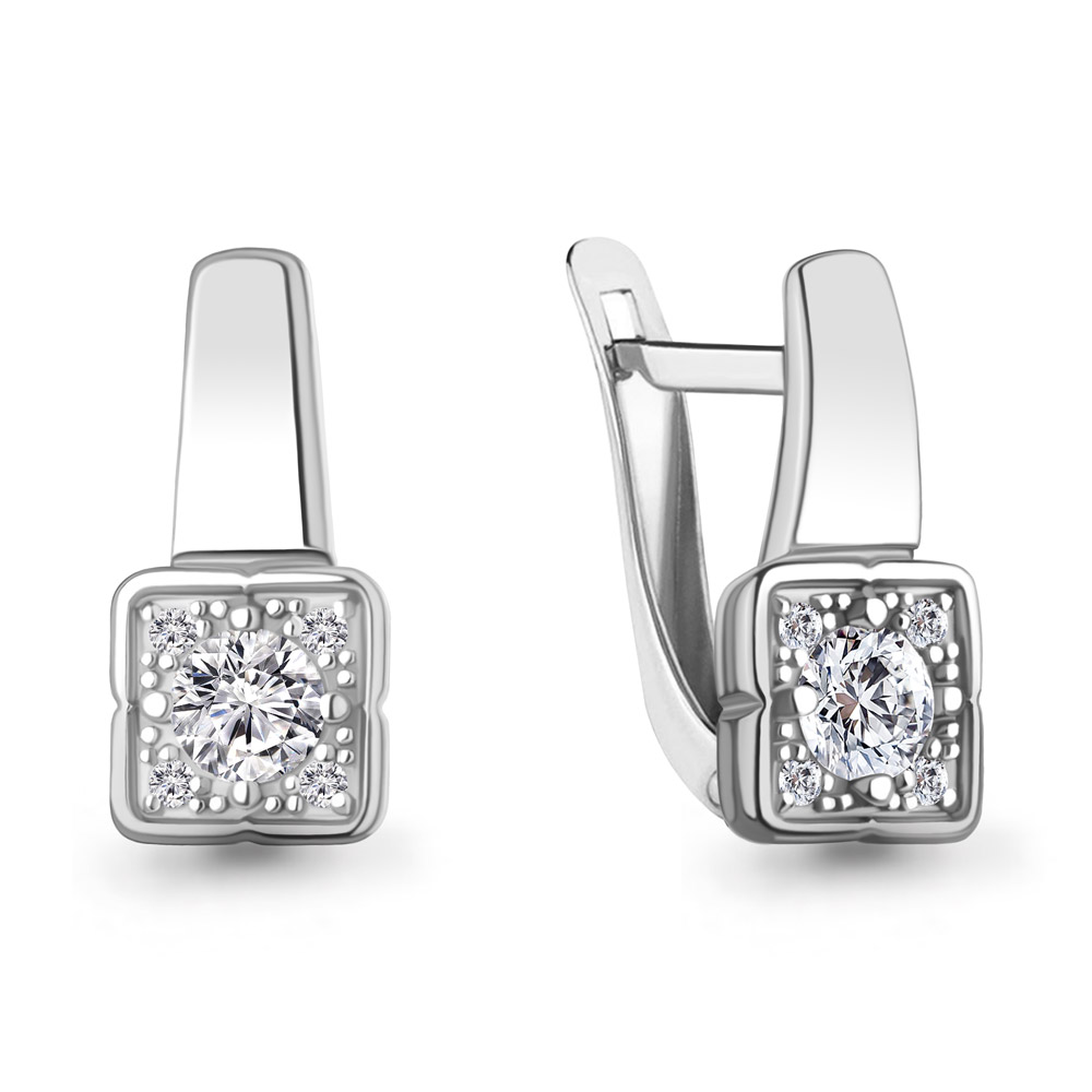 400480А Серьги из Серебра с фианитами