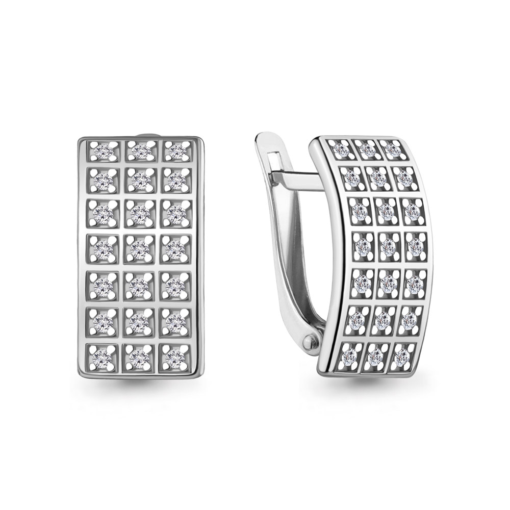400487А Серьги из Серебра с фианитами