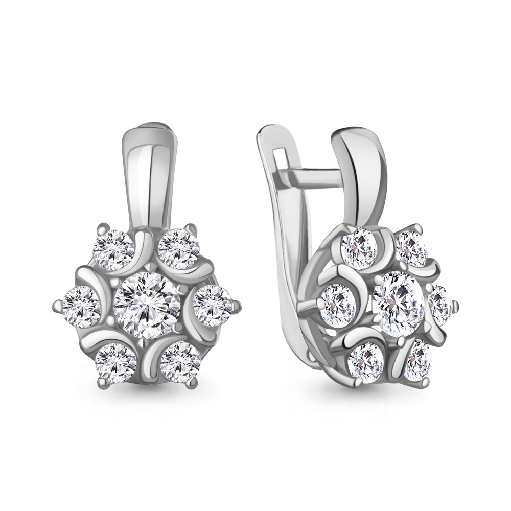 400494А Серьги из Серебра с фианитами