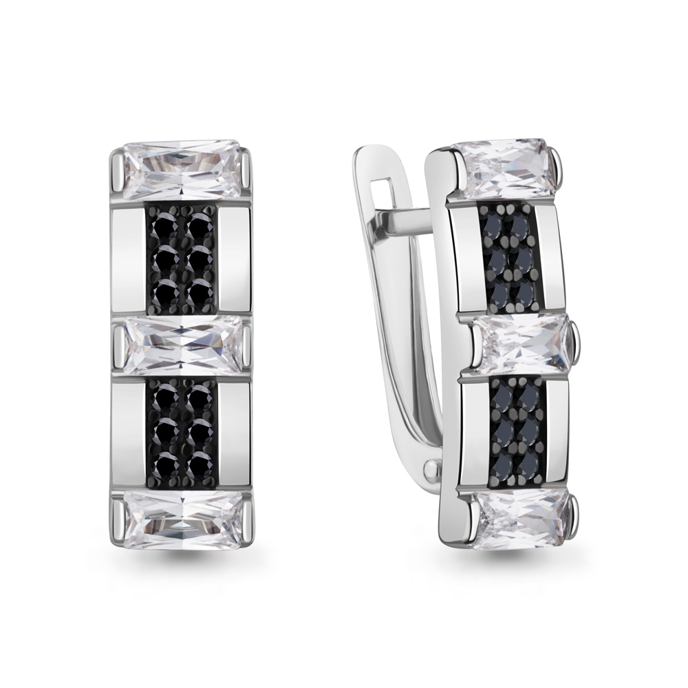 400496АЧ Серьги из Серебра с нанокристаллами, фианитами