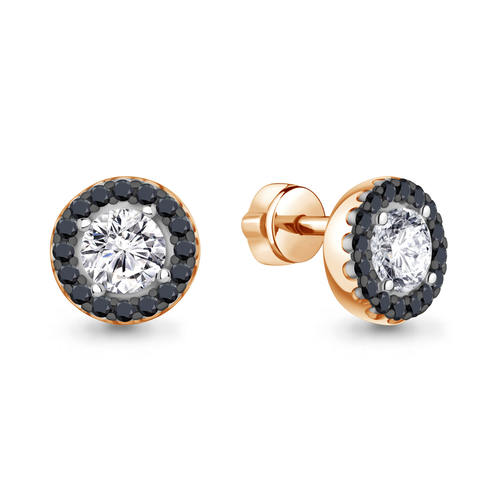 400518АЧ Серьги из Золота с нанокристаллами, фианитами