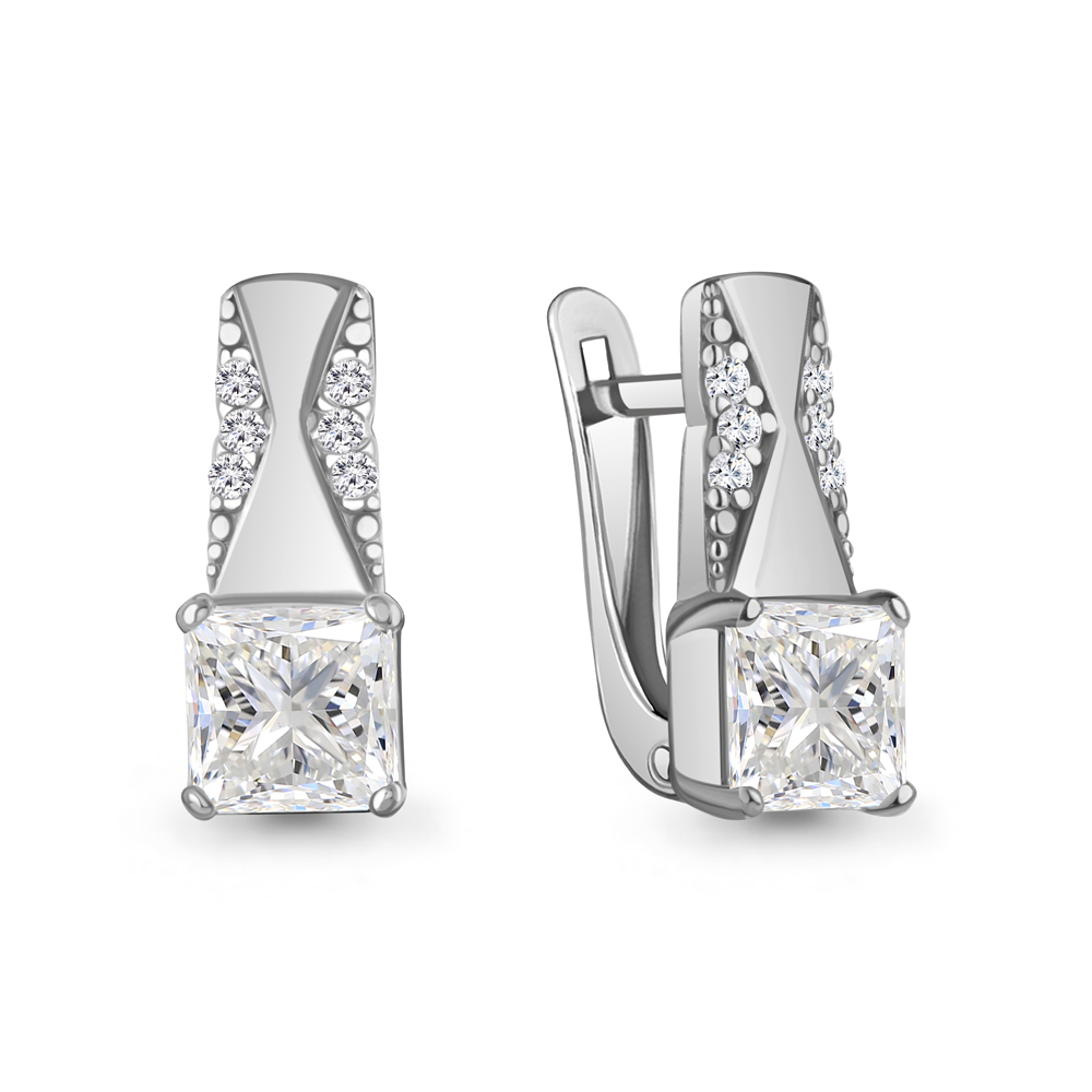 400523А Серьги из Серебра с фианитами